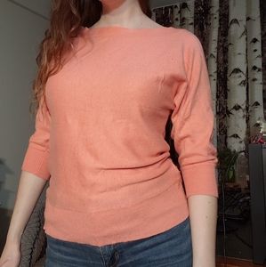 Coral cotton/angora blend sweater top